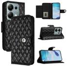 For Redmi Note 13 Pro 4G Global Rhombic Texture Flip Leather Phone Case with Lanyard(Black) - 1