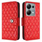 For Redmi Note 13 Pro 4G Global Rhombic Texture Flip Leather Phone Case with Lanyard(Red) - 2