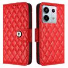 For Redmi Note 13 Pro 5G Global Rhombic Texture Flip Leather Phone Case with Lanyard(Red) - 2