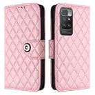 For Redmi 10 / Redmi 10 2022 Rhombic Texture Flip Leather Phone Case with Lanyard(Pink) - 2