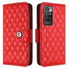 For Redmi 10 / Redmi 10 2022 Rhombic Texture Flip Leather Phone Case with Lanyard(Red) - 2