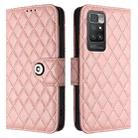 For Redmi 10 / Redmi 10 2022 Rhombic Texture Flip Leather Phone Case with Lanyard(Coral Pink) - 2