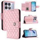 For Redmi K70 Ultra 5G Global Rhombic Texture Flip Leather Phone Case with Lanyard(Pink) - 1