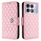 For Redmi K70 Ultra 5G Global Rhombic Texture Flip Leather Phone Case with Lanyard(Pink) - 2