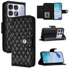 For Redmi K70 Ultra 5G Global Rhombic Texture Flip Leather Phone Case with Lanyard(Black) - 1