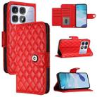 For Redmi K70 Ultra 5G Global Rhombic Texture Flip Leather Phone Case with Lanyard(Red) - 1