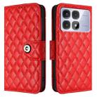 For Redmi K70 Ultra 5G Global Rhombic Texture Flip Leather Phone Case with Lanyard(Red) - 2