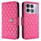 For Redmi K70 Ultra 5G Global Rhombic Texture Flip Leather Phone Case with Lanyard(Rose Red) - 2