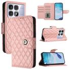 For Redmi K70 Ultra 5G Global Rhombic Texture Flip Leather Phone Case with Lanyard(Coral Pink) - 1