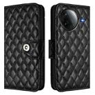 For Redmi K80 5G / K80 Pro 5G Rhombic Texture Flip Leather Phone Case with Lanyard(Black) - 2