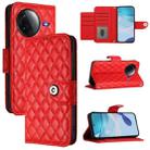 For Redmi K80 5G / K80 Pro 5G Rhombic Texture Flip Leather Phone Case with Lanyard(Red) - 1