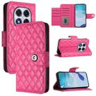 For Redmi Note 14 Pro 4G Rhombic Texture Flip Leather Phone Case with Lanyard(Rose Red) - 1