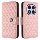 For Redmi Note 14 Pro 4G Rhombic Texture Flip Leather Phone Case with Lanyard(Coral Pink) - 2