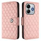 For Redmi Note 14 4G 163.25mm Rhombic Texture Flip Leather Phone Case with Lanyard(Coral Pink) - 2