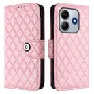 For Redmi Note 14 5G Global Rhombic Texture Flip Leather Phone Case with Lanyard(Pink) - 2