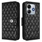 For Redmi Note 14 5G Global Rhombic Texture Flip Leather Phone Case with Lanyard(Black) - 2