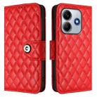 For Redmi Note 14 5G Global Rhombic Texture Flip Leather Phone Case with Lanyard(Red) - 2