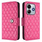 For Redmi Note 14 5G Global Rhombic Texture Flip Leather Phone Case with Lanyard(Rose Red) - 2