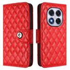 For Redmi Note 14 Pro 5G Global Rhombic Texture Flip Leather Phone Case with Lanyard(Red) - 2