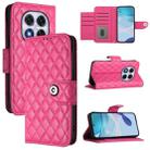 For Redmi Note 14 Pro 5G Global Rhombic Texture Flip Leather Phone Case with Lanyard(Rose Red) - 1