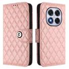 For Redmi Note 14 Pro 5G Global Rhombic Texture Flip Leather Phone Case with Lanyard(Coral Pink) - 2