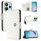 For Redmi Note 14 4G 164.84mm Rhombic Texture Flip Leather Phone Case with Lanyard(White) - 1