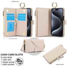 For iPhone 15 Pro Max Crossbody Ring Multifunctional Wallet Leather Phone Case(White) - 2