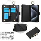 For iPhone 15 Pro Max Crossbody Ring Multifunctional Wallet Leather Phone Case(Black) - 2