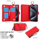 For iPhone 15 Pro Max Crossbody Ring Multifunctional Wallet Leather Phone Case(Red) - 2