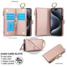 For iPhone 15 Pro Max Crossbody Ring Multifunctional Wallet Leather Phone Case(Rose Gold) - 2