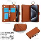 For iPhone 15 Pro Max Crossbody Ring Multifunctional Wallet Leather Phone Case(Brown) - 2