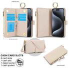 For iPhone 15 Pro Crossbody Ring Multifunctional Wallet Leather Phone Case(White) - 2