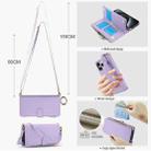 For iPhone 15 Pro Crossbody Ring Multifunctional Wallet Leather Phone Case(Purple) - 3