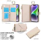 For iPhone 15 Plus Crossbody Ring Multifunctional Wallet Leather Phone Case(White) - 2