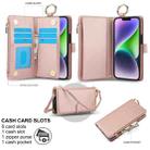 For iPhone 15 Plus Crossbody Ring Multifunctional Wallet Leather Phone Case(Rose Gold) - 2