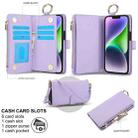 For iPhone 15 Plus Crossbody Ring Multifunctional Wallet Leather Phone Case(Purple) - 2