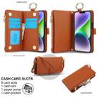 For iPhone 15 Plus Crossbody Ring Multifunctional Wallet Leather Phone Case(Brown) - 2