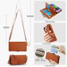 For iPhone 15 Plus Crossbody Ring Multifunctional Wallet Leather Phone Case(Brown) - 3