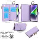 For iPhone 14 Plus Crossbody Ring Multifunctional Wallet Leather Phone Case(Purple) - 2