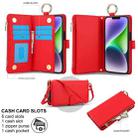 For iPhone 14 Crossbody Ring Multifunctional Wallet Leather Phone Case(Red) - 2