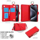 For iPhone 14 Pro Crossbody Ring Multifunctional Wallet Leather Phone Case(Red) - 2