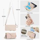 For iPhone 14 Pro Max Crossbody Ring Multifunctional Wallet Leather Phone Case(White) - 3