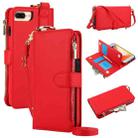 For iPhone 7 / 8 / SE 2022 Crossbody Ring Multifunctional Wallet Leather Phone Case(Red) - 1