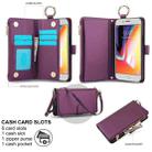 For iPhone 7 / 8 / SE 2022 Crossbody Ring Multifunctional Wallet Leather Phone Case(Dark Purple) - 2