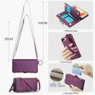 For iPhone 7 / 8 / SE 2022 Crossbody Ring Multifunctional Wallet Leather Phone Case(Dark Purple) - 3