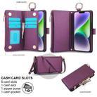 For iPhone 13 Crossbody Ring Multifunctional Wallet Leather Phone Case(Dark Purple) - 2