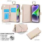 For iPhone 13 mini Crossbody Ring Multifunctional Wallet Leather Phone Case(White) - 2
