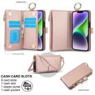 For iPhone 13 mini Crossbody Ring Multifunctional Wallet Leather Phone Case(Rose Gold) - 2