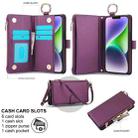 For iPhone 13 mini Crossbody Ring Multifunctional Wallet Leather Phone Case(Dark Purple) - 2