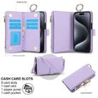 For iPhone 11 Pro Max Crossbody Ring Multifunctional Wallet Leather Phone Case(Purple) - 2